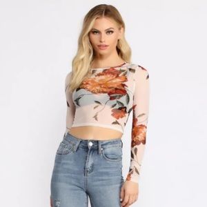 Windsor Floral Mesh Crop Top
